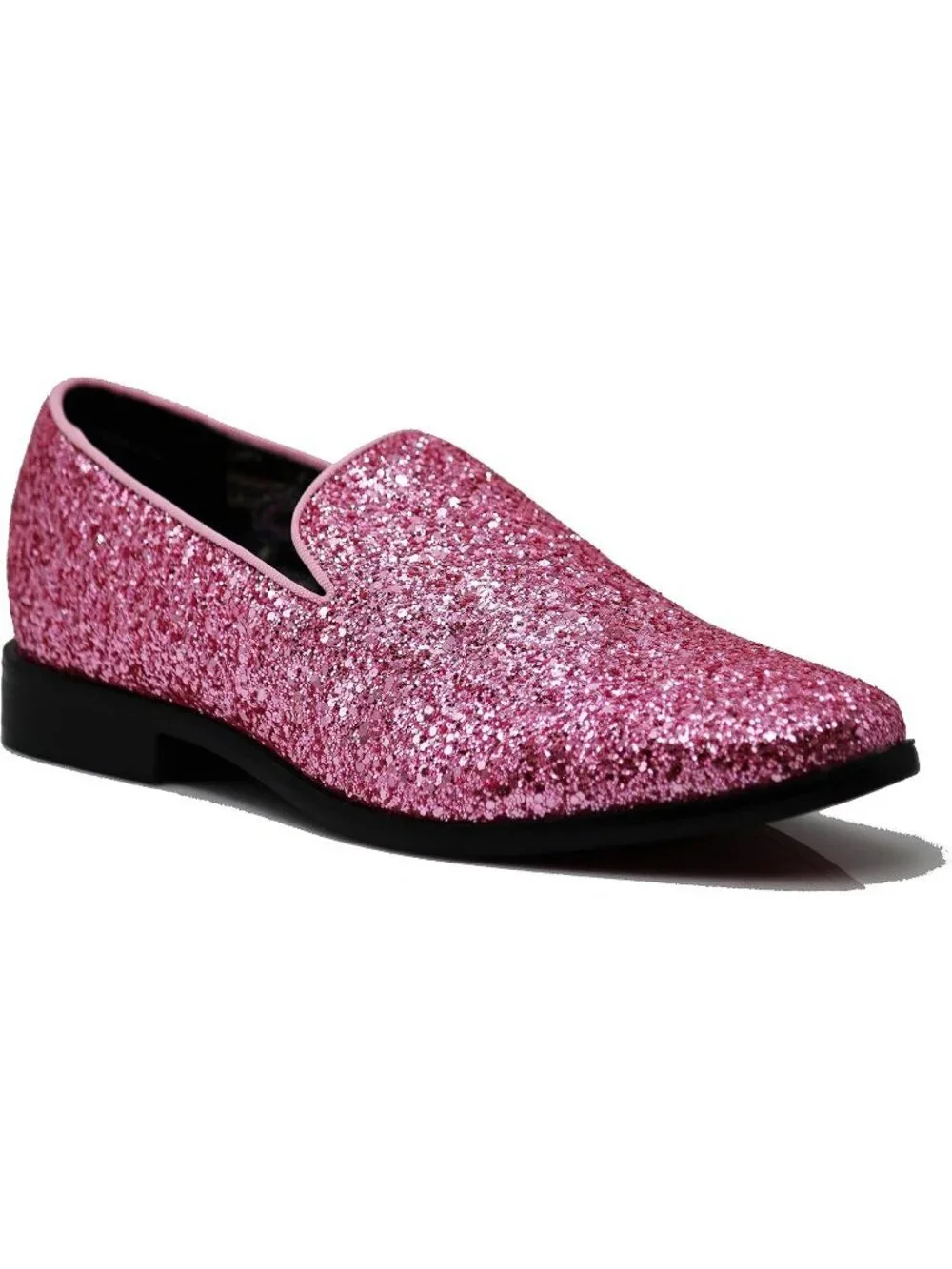 Men's Pink Vintage Glitter Loafers Slip On Tuxedo Dress Party Classic Shoes